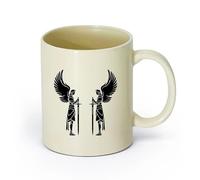 AYUEHBN céramique Coffret cadeau pour tasse à latte avec anse Anges Chevaliers Ailes Avec Épée Guerriers （11oz/320ml） Cadeau de bureau unique pour femme et homme Hellgelb