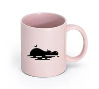 AYUEHBN céramique Coffret cadeau pour tasse à latte avec anse Animaux drôles d'hippopotames et d'oiseaux （11oz/320ml） Idéal pour la maison, le bureau, les cafés, idées cadeaux Rose