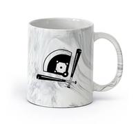 AYUEHBN céramique Coffret cadeau pour tasse à latte avec anse Baseball Bits Game Player Sport Field （11oz/320ml） Pour café, flocons d'avoine, thé, facile à nettoyer Marmorschwarz