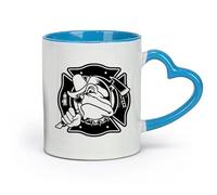 AYUEHBN céramique Coffret cadeau pour tasse à latte avec anse Bouclier de pompier Bulldog （11oz/320ml） Pour café, soupe, thé, lait, latte, chocolat chaud, pour femmes et hommes Bleu