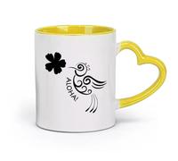 AYUEHBN céramique Coffret cadeau pour tasse à latte avec anse Chambre hawaïenne Aloha Bird Flower Hawaii （11oz/320ml） Tasses à café en céramique pour la maison ou le travail Jaune