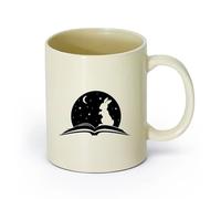 AYUEHBN céramique Coffret cadeau pour tasse à latte avec anse Conte de fées Livre ouvert Bébé lapin magique （11oz/320ml） Pour thé, chocolat chaud Hellgelb