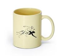 AYUEHBN céramique Coffret cadeau pour tasse à latte avec anse Coureuse Fille Sportive Femme Jaguar Speed Run （11oz/320ml） Adapté au micro-ondes Beige