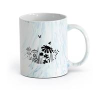 AYUEHBN céramique Coffret cadeau pour tasse à latte avec anse Fleurs des prés Herbe Abeilles Chambre naturelle （11oz/320ml） Pour la maison ou le travail Marmorblau