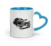 AYUEHBN céramique Coffret cadeau pour tasse à latte avec anse Garage de voitures anciennes vintage （11oz/320ml） Pour café, soupe, thé, lait, latte, chocolat chaud, pour femmes et hommes Bleu