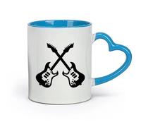 AYUEHBN céramique Coffret cadeau pour tasse à latte avec anse Guitare électrique Musicien de musique rock （11oz/320ml） Tasse à café en céramique pour cappuccino, thé, lait Bleu