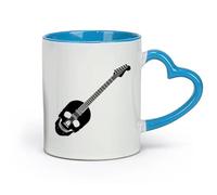 AYUEHBN céramique Coffret cadeau pour tasse à latte avec anse Guitare Rock And Roll Skull Music （11oz/320ml） Pour café, soupe, thé, lait, latte, chocolat chaud, pour femmes et hommes Bleu