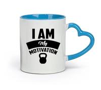 AYUEHBN céramique Coffret cadeau pour tasse à latte avec anse Je suis ma gymnastique de motivation （11oz/320ml） Lave-vaisselle et micro-ondes, pour le bureau et la maison Bleu