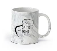 AYUEHBN céramique Coffret cadeau pour tasse à latte avec anse Jeu vidéo Game Zone Joystick （11oz/320ml） Pour café, soupe, thé, lait, latte, chocolat chaud, pour femmes et hommes Marmorschwarz
