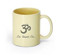 AYUEHBN céramique Coffret cadeau pour tasse à latte avec anse Lettrage Om Shanti Zen Méditation Yoga Salle （11oz/320ml） Excellent cadeau pour les amoureux Beige