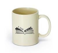 AYUEHBN céramique Coffret cadeau pour tasse à latte avec anse Livre Librairie Bibliothèque Lecture （11oz/320ml） Café, thé, latte, lait, cacao, jus et autres boissons chaudes Hellgelb