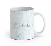 AYUEHBN céramique Coffret cadeau pour tasse à latte avec anse Livres Lecture Librairie Bibliothèque （11oz/320ml） Cadeau de bureau unique pour femme et homme Marmorblau
