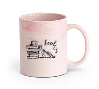 AYUEHBN céramique Coffret cadeau pour tasse à latte avec anse Livres Tea Cap Bookworm Reading Bibliothèque （11oz/320ml） Pour hommes et femmes Marmorrosa
