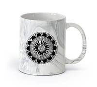 AYUEHBN céramique Coffret cadeau pour tasse à latte avec anse Mandala Bouddhisme Hindouisme Méditation （11oz/320ml） Tasses à café en céramique pour la maison ou le travail Marmorschwarz