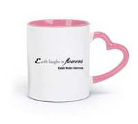 AYUEHBN céramique Coffret cadeau pour tasse à latte avec anse Mots de sagesse Fleurs Lettres （11oz/320ml） Lave-vaisselle et micro-ondes, pour le bureau et la maison Rose