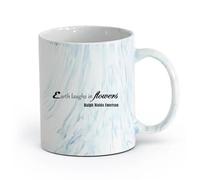 AYUEHBN céramique Coffret cadeau pour tasse à latte avec anse Mots de sagesse Fleurs Lettres （11oz/320ml） Lave-vaisselle et micro-ondes, pour le bureau et la maison Marmorblau