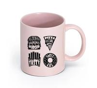 AYUEHBN céramique Coffret cadeau pour tasse à latte avec anse Mots savoureux Lettrage Pizza Burger Donut （11oz/320ml） Pour lait, thé, eau de coca Rose
