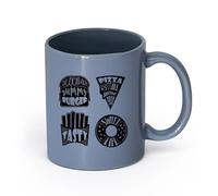 AYUEHBN céramique Coffret cadeau pour tasse à latte avec anse Mots savoureux Lettrage Pizza Burger Donut （11oz/320ml） Pour lait, thé, eau de coca Blaugrau