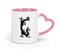AYUEHBN céramique Coffret cadeau pour tasse à latte avec anse Mythe fantastique du dragon chinois （11oz/320ml） Pour café, soupe, thé, lait, latte, chocolat chaud, pour femmes et hommes Rose