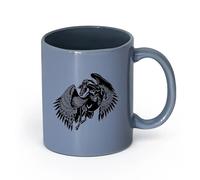 AYUEHBN céramique Coffret cadeau pour tasse à latte avec anse Pégase Cheval Ailes Vol Animal Mythologie （11oz/320ml） Cappuccino, latte macchiato, thé, expresso Blaugrau