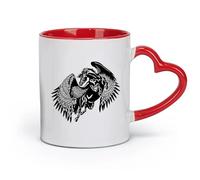 AYUEHBN céramique Coffret cadeau pour tasse à latte avec anse Pégase Cheval Ailes Vol Animal Mythologie （11oz/320ml） Cappuccino, latte macchiato, thé, expresso Rouge