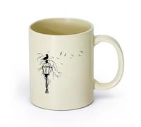 AYUEHBN céramique Coffret cadeau pour tasse à latte avec anse Réverbère Lanterne Arbre Oiseaux Corbeaux （11oz/320ml） Idéal pour la maison, le bureau, les cafés, idées cadeaux Hellgelb