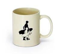 AYUEHBN céramique Coffret cadeau pour tasse à latte avec anse Silhouette d'un père et son fils jouant au golf （11oz/320ml） Porcelaine fine (céramique) Hellgelb