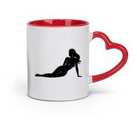 AYUEHBN céramique Coffret cadeau pour tasse à latte avec anse Silhouette sex-appeal Fille （11oz/320ml） Lave-vaisselle et micro-ondes, pour le bureau et la maison Rouge