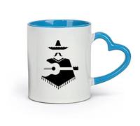 AYUEHBN céramique Coffret cadeau pour tasse à latte avec anse Sombrero mexicain abstrait avec guitare （11oz/320ml） Bureau, maison, café, lave-vaisselle et micro-ondes Bleu
