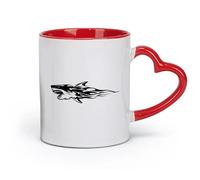 AYUEHBN céramique Grandes tasses à thé, café et chocolat chaud Animal marin Grand requin agressif Océan Eau （11oz/320ml） Pour la maison ou le travail Rouge