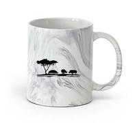 AYUEHBN céramique Grandes tasses à thé, café et chocolat chaud Animaux du paysage africain Corne de rhinocéros （11oz/320ml） Pour hommes et femmes Marmorschwarz