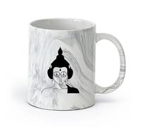 AYUEHBN céramique Grandes tasses à thé, café et chocolat chaud Casque Hippie Bouddha Lunettes de soleil Peace （11oz/320ml） Pour lait, thé, eau de coca Marmorschwarz