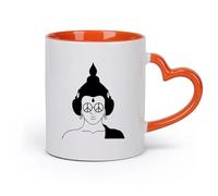 AYUEHBN céramique Grandes tasses à thé, café et chocolat chaud Casque Hippie Bouddha Lunettes de soleil Peace （11oz/320ml） Pour lait, thé, eau de coca Orange
