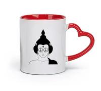 AYUEHBN céramique Grandes tasses à thé, café et chocolat chaud Casque Hippie Bouddha Lunettes de soleil Peace （11oz/320ml） Pour lait, thé, eau de coca Rouge