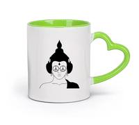 AYUEHBN céramique Grandes tasses à thé, café et chocolat chaud Casque Hippie Bouddha Lunettes de soleil Peace （11oz/320ml） Pour lait, thé, eau de coca Vert