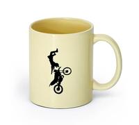 AYUEHBN céramique Grandes tasses à thé, café et chocolat chaud Course de moto, sports extrêmes, freestyle （11oz/320ml） Tasses à café en céramique pour la maison ou le travail Beige