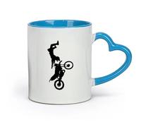 AYUEHBN céramique Grandes tasses à thé, café et chocolat chaud Course de moto, sports extrêmes, freestyle （11oz/320ml） Tasses à café en céramique pour la maison ou le travail Bleu