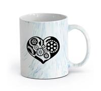 AYUEHBN céramique Grandes tasses à thé, café et chocolat chaud Mécanique Heart Gears Car Garage Driver （11oz/320ml） Tasse à café en céramique pour cappuccino, thé, lait Marmorblau