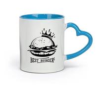 AYUEHBN céramique Grandes tasses à thé, café et chocolat chaud Meilleurs hamburgers Crown Fast Food Cafe （11oz/320ml） Cadeau de bureau unique pour femme et homme Bleu
