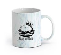 AYUEHBN céramique Grandes tasses à thé, café et chocolat chaud Meilleurs hamburgers Crown Fast Food Cafe （11oz/320ml） Cadeau de bureau unique pour femme et homme Marmorblau