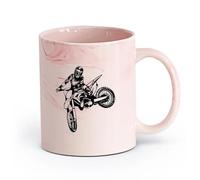 AYUEHBN céramique Grandes tasses à thé, café et chocolat chaud Motard Freestyle Moto Vitesse Sports extrêmes （11oz/320ml） Adapté au micro-ondes Marmorrosa
