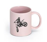 AYUEHBN céramique Grandes tasses à thé, café et chocolat chaud Motard Freestyle Moto Vitesse Sports extrêmes （11oz/320ml） Adapté au micro-ondes Rose