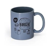 AYUEHBN céramique Grandes tasses pour boissons chaudes Hamburger Fast Food Viande de bœuf de qualité supérieure （11oz/320ml） Pour expresso, service à thé Blaugrau