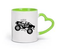 AYUEHBN céramique Grandes tasses pour boissons chaudes Les véhicules Monster Truck Car Ride Big Auto Boys （11oz/320ml） Cadeau de bureau unique pour femme et homme Vert