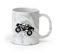 AYUEHBN céramique Grandes tasses pour boissons chaudes Les véhicules Monster Truck Car Ride Big Auto Boys （11oz/320ml） Cadeau de bureau unique pour femme et homme Marmorschwarz