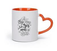 AYUEHBN céramique Grandes tasses pour boissons chaudes Lettrage Fermez les yeux Faites un vœu Citation inspirante （11oz/320ml） Pour le bureau et la maison Orange