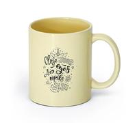 AYUEHBN céramique Grandes tasses pour boissons chaudes Lettrage Fermez les yeux Faites un vœu Citation inspirante （11oz/320ml） Pour le bureau et la maison Beige