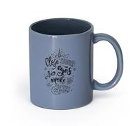 AYUEHBN céramique Grandes tasses pour boissons chaudes Lettrage Fermez les yeux Faites un vœu Citation inspirante （11oz/320ml） Pour le bureau et la maison Blaugrau