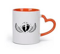 AYUEHBN céramique Tasse à café avec anse - Céramique classique Ailes d'ange commémoratives Born Baby Feet （11oz/320ml） Tasses à café en céramique pour la maison ou le travail Orange