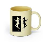 AYUEHBN céramique Tasse à café avec anse - Céramique classique Ange Démon Mal Bien Deux entités sont actives （11oz/320ml） Pour la maison et le bureau Beige